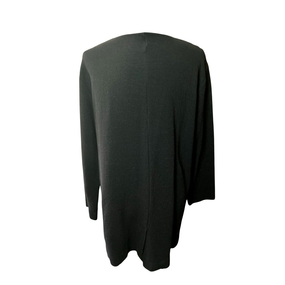 Eileen Fisher System Organic Cotton Black Long Jacket Collarless Pockets Large - Picture 4 of 8